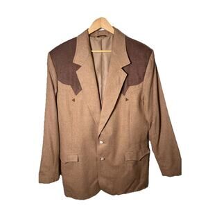 Pioneer Wear Men’s 48L Western Blazer Tan Brown Two-Tone Sport Coat USA Made
